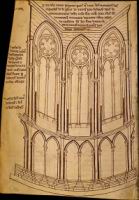 Reims - Cathedrale - Elevation int. des chapelles absidales, Dessin de Villard de Honnecourt